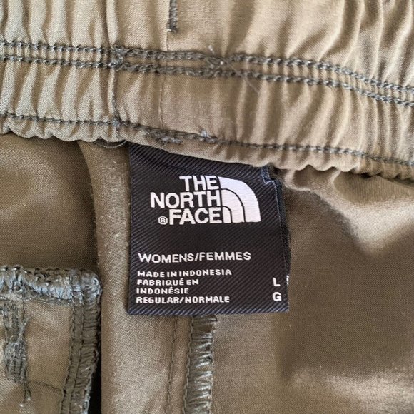 The North Face Womens Cargo Capri Pants Size L 34-36 Green Elastic Waist Stretch - Picture 4 of 13